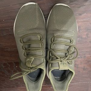 Green running shoes